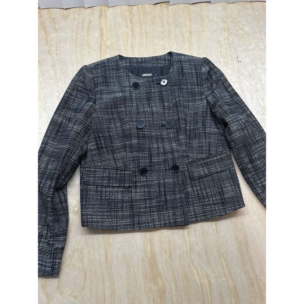 DKNY Vintage 1980’s Blazer Jacket Women’s Sz 10 Black Wool Cotton Blend 6 Button